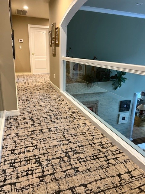 Nourison Ebb Tide Sea Storm Carpet in a residence hallway